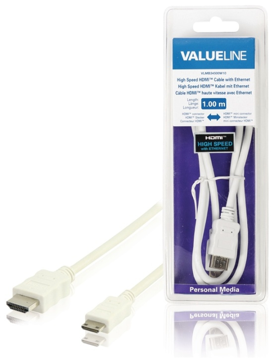 Valueline High Speed Hdmi Kabel Med Ethernet HDMI-Stik - HDMI Mini Male 1.00 m Hvid i gruppen HJEMMEELEKTRONIK / Kabler og adaptere / HDMI / Kabler hos TP E-commerce Nordic AB (38-63853)