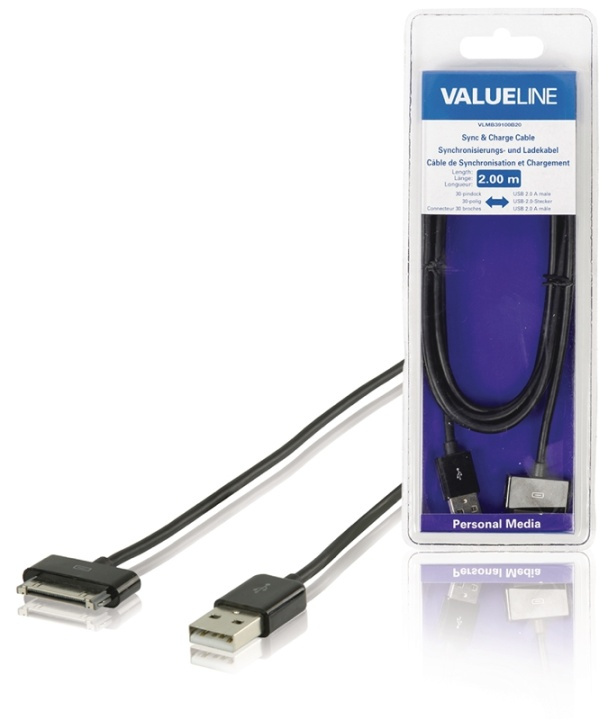 Valueline Opladerkabel Apple Stik 30-Pin - USB A Han 2.00 m Sort i gruppen SMARTPHONES & TABLETS / Opladere og kabler / Kabler / Kabler 30 pin hos TP E-commerce Nordic AB (38-63930)