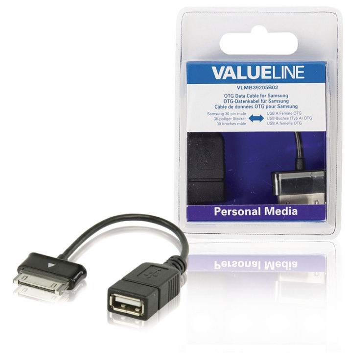 Valueline Sync Og Charge Kabel Samsung 30-Pin Han - USB A Hun 0.20 m Sort i gruppen SMARTPHONES & TABLETS / Opladere og kabler / Kabler / Kabler microUSB hos TP E-commerce Nordic AB (38-63944)
