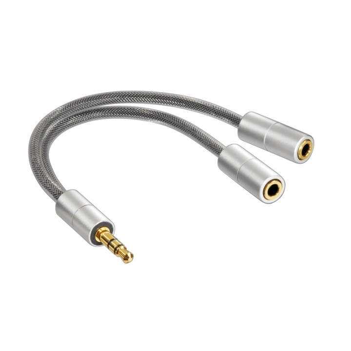 Hama Aluline Kabel 3,5mm-2x3,5mm 0,15m i gruppen HJEMMEELEKTRONIK / Lyd & billede / Hovedtelefoner & Tilbehør / Tilbehør hos TP E-commerce Nordic AB (38-64633)