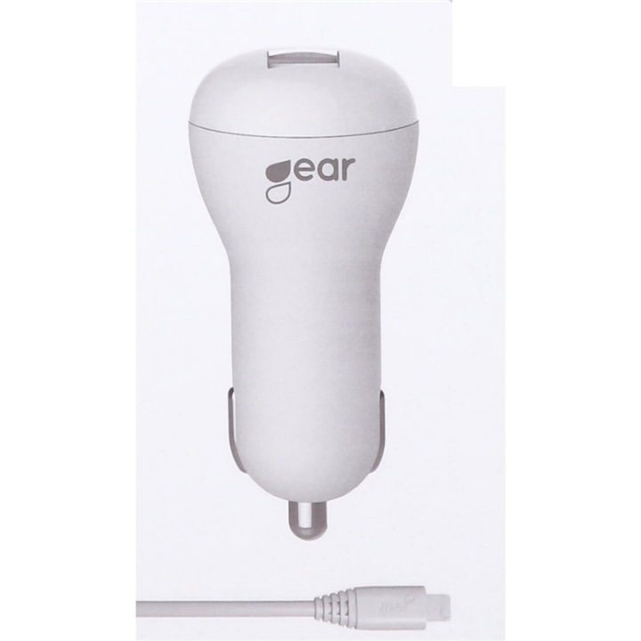 GEAR Lader 12/24V 1xUSB 1A + MicroUSB Rund Kabel 1.0m Hvid i gruppen SMARTPHONES & TABLETS / Opladere og kabler / Bilopladere / Bil oplader microUSB hos TP E-commerce Nordic AB (38-66132)