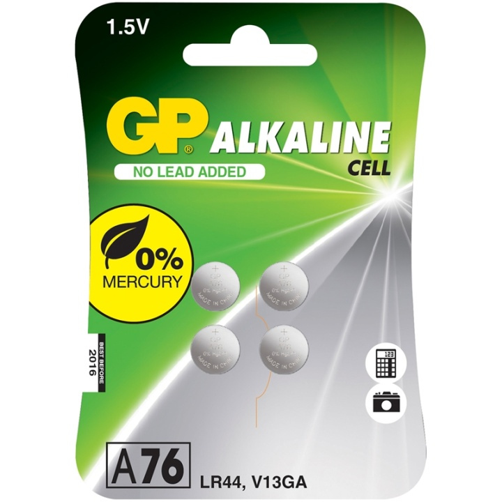 GP A76 / LR44 Knappcell 4-pack i gruppen HJEMMEELEKTRONIK / Batterier og opladere / Batterier / Knapcelle hos TP E-commerce Nordic AB (38-66536)