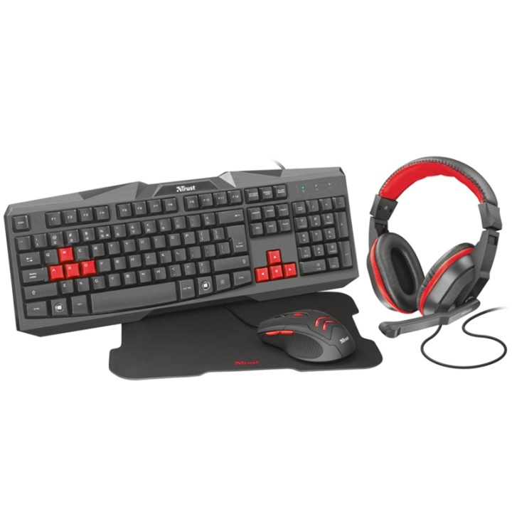 Trust Ziva 4in1 Gaming-bundle med tastatur, mus, headset og musemåtte i gruppen COMPUTERTILBEHØR / GAMING / Tastatur hos TP E-commerce Nordic AB (38-66903)