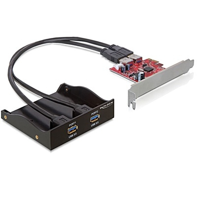 DeLOCK PCI-Express x1 kort, USB 3.0, 2xType A porte på frontpanelet, i gruppen COMPUTERTILBEHØR / Netværk / Netværkskort / PCI Express Wireless hos TP E-commerce Nordic AB (38-66924)