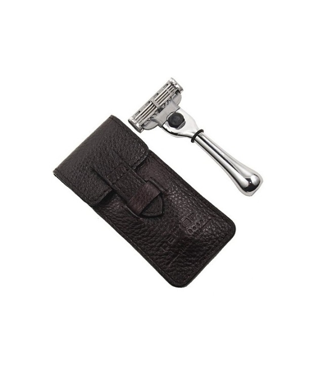 Parker TM-3 Travel Mach-3 Razor with Leather Pouch i gruppen SKØNHED & HELSE / Hår og styling / Barbering og trimning / Barberskraber og tilbehør hos TP E-commerce Nordic AB (38-70083)