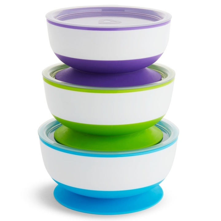 Munchkin 3 Pack Skålar med sugpropp i gruppen LEGETØJ, BØRN & BABY / Mad & Drikke / Børnebestik og tallerkener hos TP E-commerce Nordic AB (38-70679)