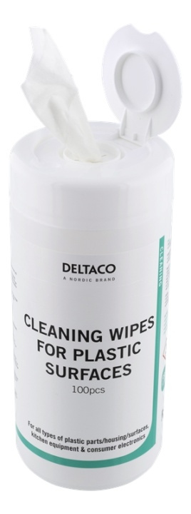 DELTACO Wet Wipes for plastic surfaces, 100pcs, white i gruppen HJEM, HUS & HAVE / Rengøringsmidler / Øvrigt rengørings tilbehør hos TP E-commerce Nordic AB (38-71604)