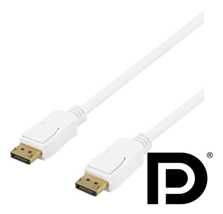 DELTACO DisplayPort cable, 2m, 4K UHD, DP 1.2, white i gruppen COMPUTERTILBEHØR / Kabler og adaptere / DisplayPort / Kabler hos TP E-commerce Nordic AB (38-71626)