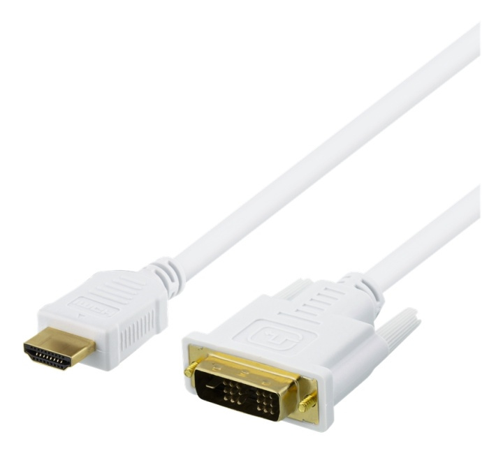 DELTACO HDMI to DVI cable, 2m, Full HD, white i gruppen COMPUTERTILBEHØR / Kabler og adaptere / DVI / Kabler hos TP E-commerce Nordic AB (38-71648)