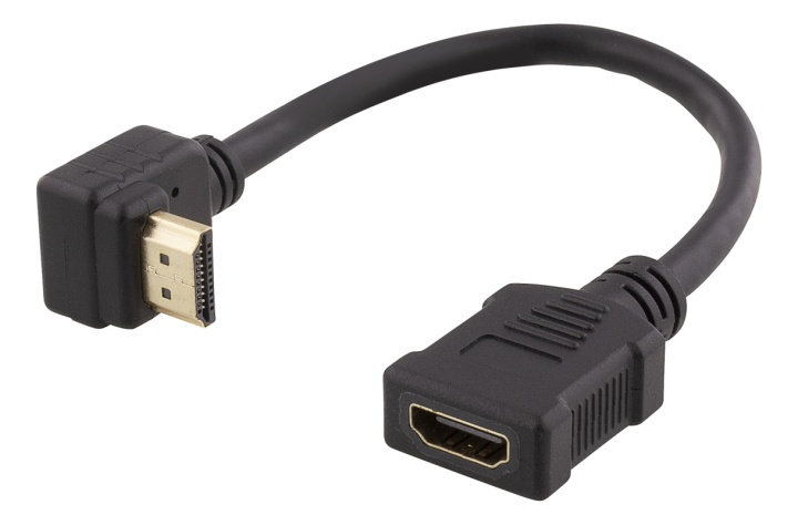 DELTACO Flexible HDMI adapter, 0,2m, up-angled, HDMI M/F, UHD, black i gruppen HJEMMEELEKTRONIK / Kabler og adaptere / HDMI / Adaptere hos TP E-commerce Nordic AB (38-71658)
