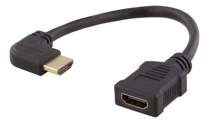 DELTACO Flexible HDMI adapter, 0,2m, left-angled, HDMI M/F, UHD, black i gruppen HJEMMEELEKTRONIK / Kabler og adaptere / HDMI / Adaptere hos TP E-commerce Nordic AB (38-71659)