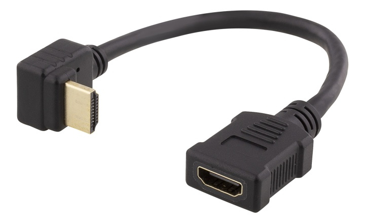 DELTACO Flexible HDMI adapter, 0,2m, right-down, HDMI M/F, UHD, black i gruppen HJEMMEELEKTRONIK / Kabler og adaptere / HDMI / Adaptere hos TP E-commerce Nordic AB (38-71661)