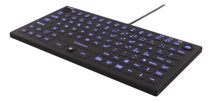 DELTACO Mini Silicon keyboard, spill proof, blue LED, IP68, black i gruppen COMPUTERTILBEHØR / Mus og tastatur / Tastatur / Med ledning hos TP E-commerce Nordic AB (38-71712)
