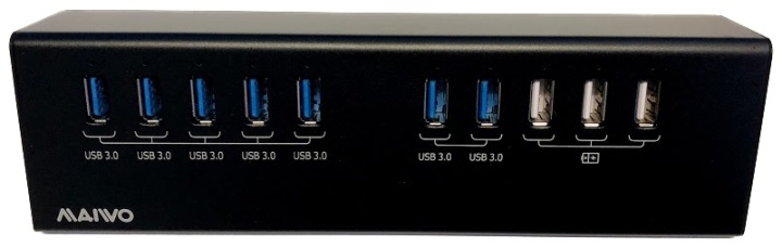 External USB 3.0 Hub, 10x USB-A, 7x USB 3.0, 3x USB 5V/2,1A, black i gruppen COMPUTERTILBEHØR / Computer Tilbehør / USB-hubs hos TP E-commerce Nordic AB (38-71805)