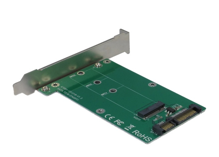 M.2 to SATA adapter, full-profile bracket, 22pin, green i gruppen COMPUTERTILBEHØR / Computerkomponenter / Harddiske / Adaptere og tilbehør hos TP E-commerce Nordic AB (38-71806)