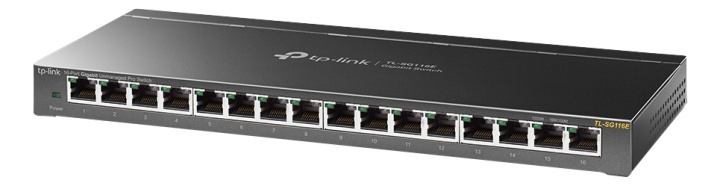 TP-Link TL-SG116E, 16-Port Gigabit Unmanaged Pro Switch, black i gruppen COMPUTERTILBEHØR / Netværk / Switches / 10/100/1000Mbps hos TP E-commerce Nordic AB (38-71988)