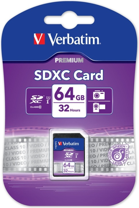 Verbatim memorykort, SDXC, <b>64GB</b>, Secure Digital Extended Capaci i gruppen HJEMMEELEKTRONIK / Lagringsmedier / Hukommelseskort / SD/SDHC/SDXC hos TP E-commerce Nordic AB (38-72001)