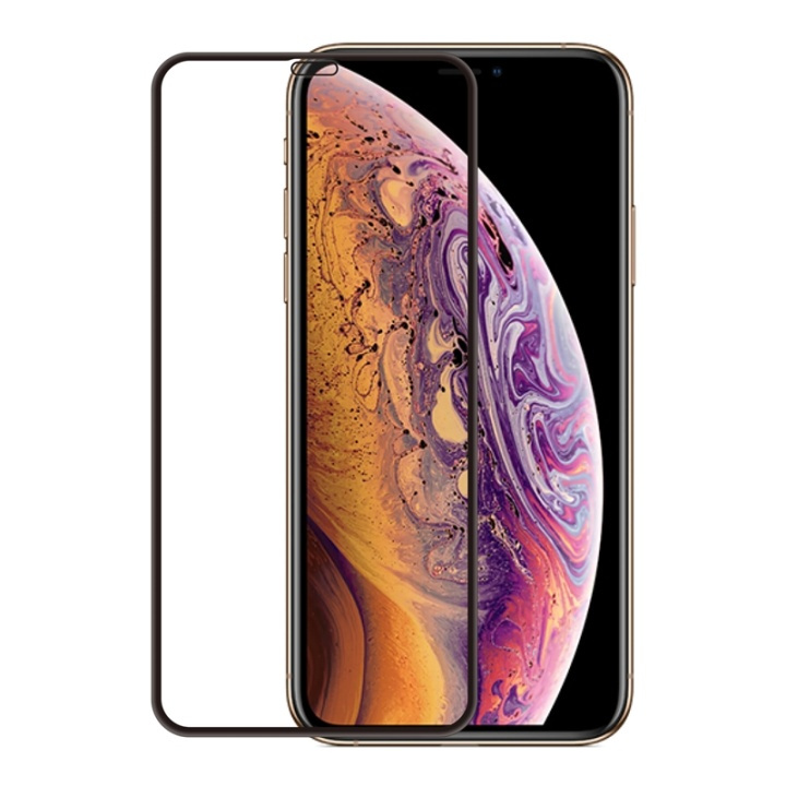 Gear Hærdet Glas 3D Gummed Full Cover Sort iPhone Xs Max/11 Pro Max Incl. Monteringsramme i gruppen SMARTPHONES & TABLETS / Mobil Beskyttelse / Apple / iPhone XS Max / Skærmbeskyttelse hos TP E-commerce Nordic AB (38-72089)