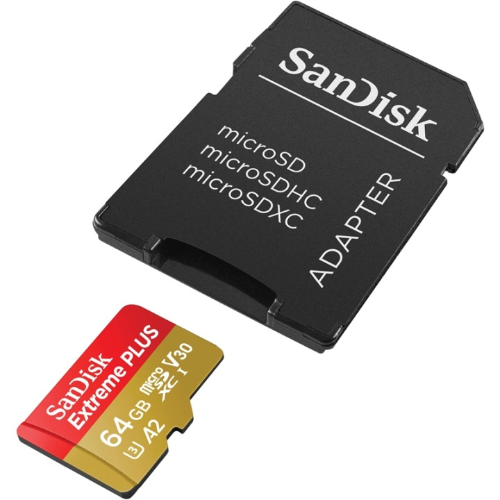 SANDISK MicroSDXC Extreme 64GB 160/60MB/s A2 C10 V30 UHS-I U3 i gruppen HJEMMEELEKTRONIK / Lagringsmedier / Hukommelseskort / MicroSD/HC/XC hos TP E-commerce Nordic AB (38-72180)