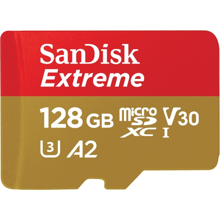 SANDISK MicroSDXC Extreme 128GB 128GB Adapt 160MB/s A2 C10 V30 i gruppen HJEMMEELEKTRONIK / Lagringsmedier / Hukommelseskort / MicroSD/HC/XC hos TP E-commerce Nordic AB (38-72183)