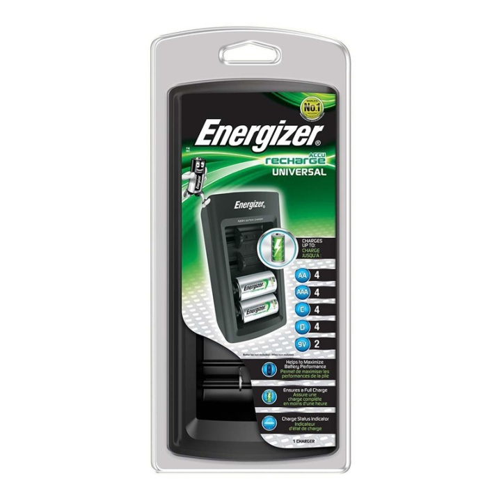 Energizer NiMH batterioplader AA / AAA | 1.2 / 9 V DC | Opladning | France / Type C (CEE 7/16) | Energi fra batteritype: AA / AAA / C / D / E-Block | Sort i gruppen HJEMMEELEKTRONIK / Batterier og opladere / Batterioplader hos TP E-commerce Nordic AB (38-72231)