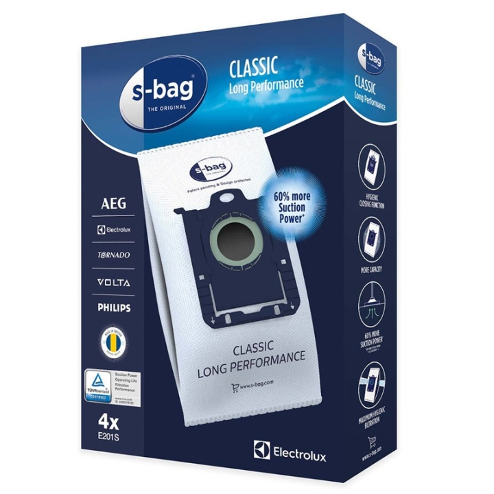 Electrolux E201S s-bag Støvsugerpose Classic Long Performance 4 stk i gruppen HJEM, HUS & HAVE / Rengøringsmidler / Støvsugere og tilbehør / Tilbehør / Støvsugerposer hos TP E-commerce Nordic AB (38-72264)