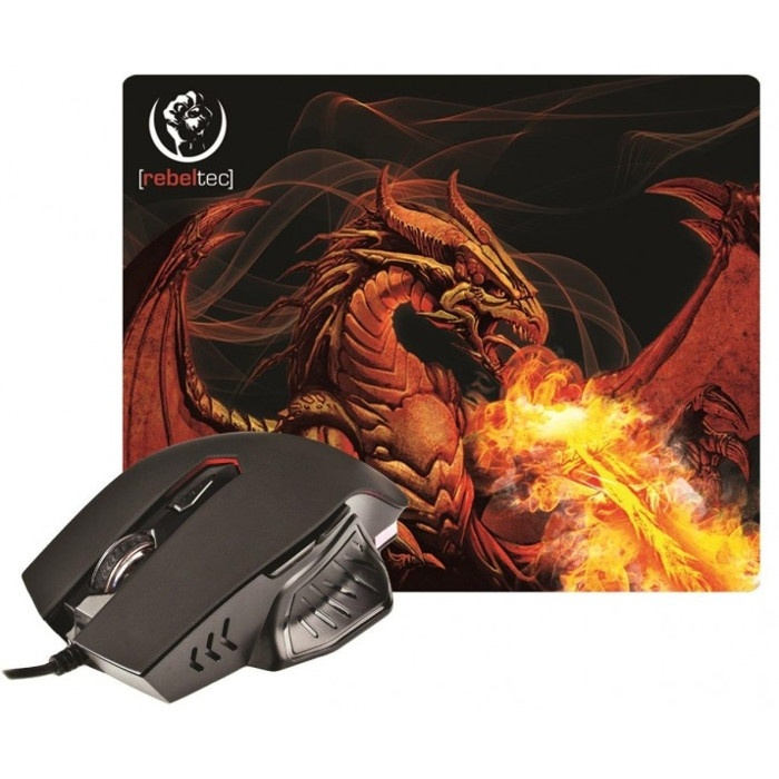 Rebeltec Red Dragon set med mus + musmatta i gruppen COMPUTERTILBEHØR / GAMING / Mus hos TP E-commerce Nordic AB (38-72378)