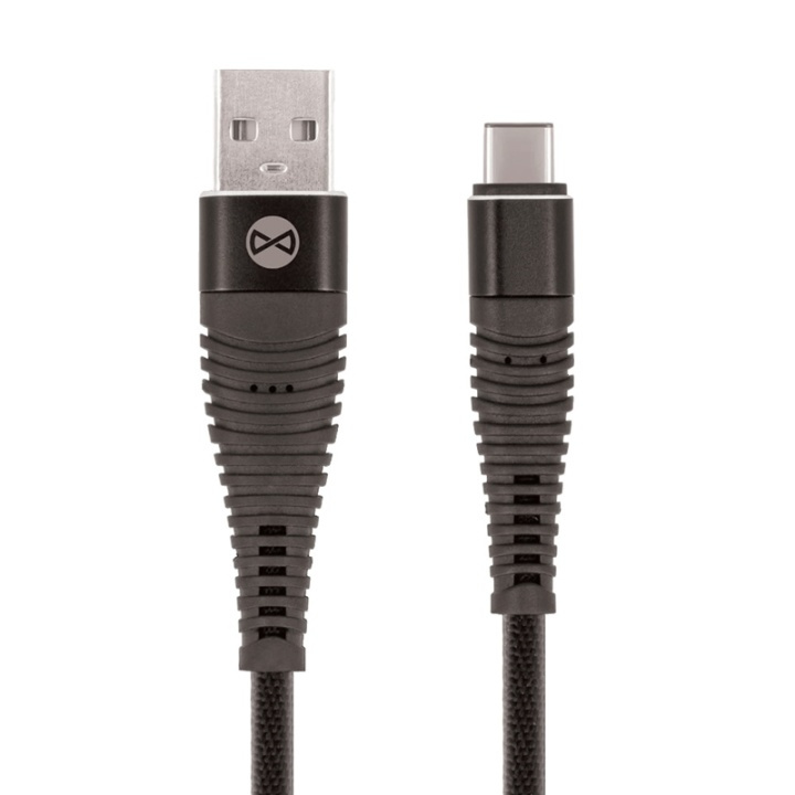 Forever Shark - USB type-C-kabel, sort i gruppen SMARTPHONES & TABLETS / Opladere og kabler / Kabler / Kabler Type C hos TP E-commerce Nordic AB (38-72561)