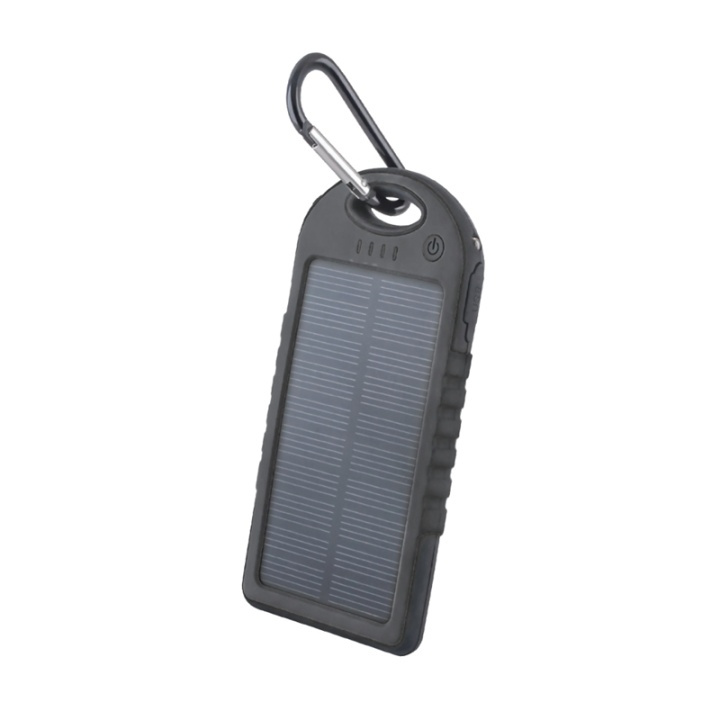 Setty solcelle powerbank, 5000 mAh, sort i gruppen SMARTPHONES & TABLETS / Opladere og kabler / Powerbanks hos TP E-commerce Nordic AB (38-72566)