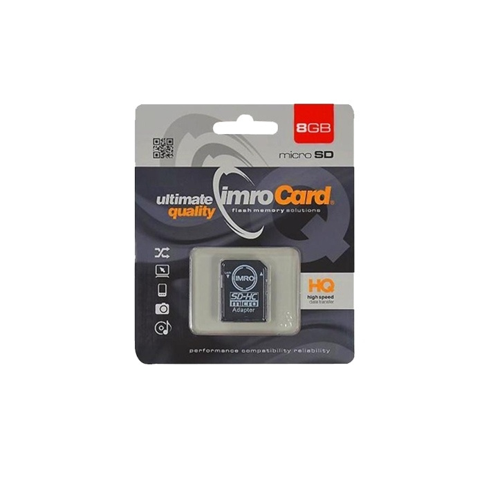 IMRO MicroSDHC 8GB cl.10 med adapter i gruppen HJEMMEELEKTRONIK / Lagringsmedier / Hukommelseskort / MicroSD/HC/XC hos TP E-commerce Nordic AB (38-72575)