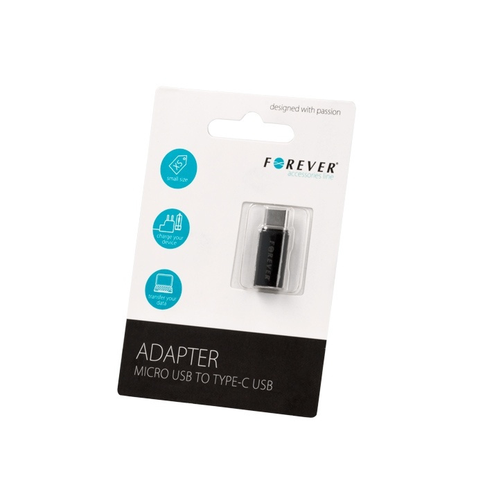 Forever microUSB til USB type-C-adapter i gruppen SMARTPHONES & TABLETS / Opladere og kabler / Adaptere hos TP E-commerce Nordic AB (38-72582)