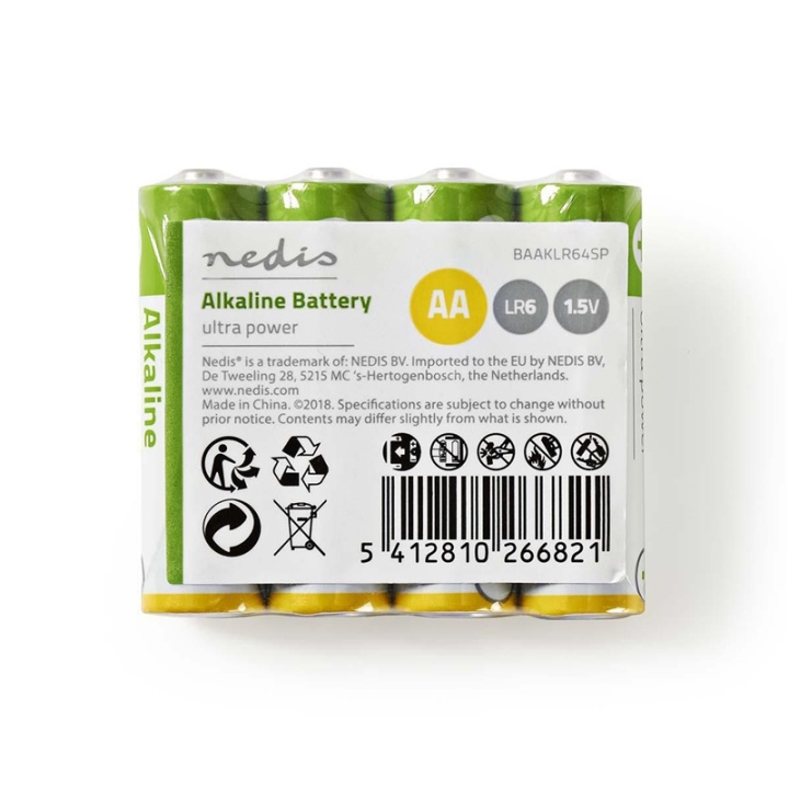 Nedis Alkaline Batteri AA | 1.5 V DC | 4-krympepakning i gruppen HJEMMEELEKTRONIK / Batterier og opladere / Batterier / AA hos TP E-commerce Nordic AB (38-72963)
