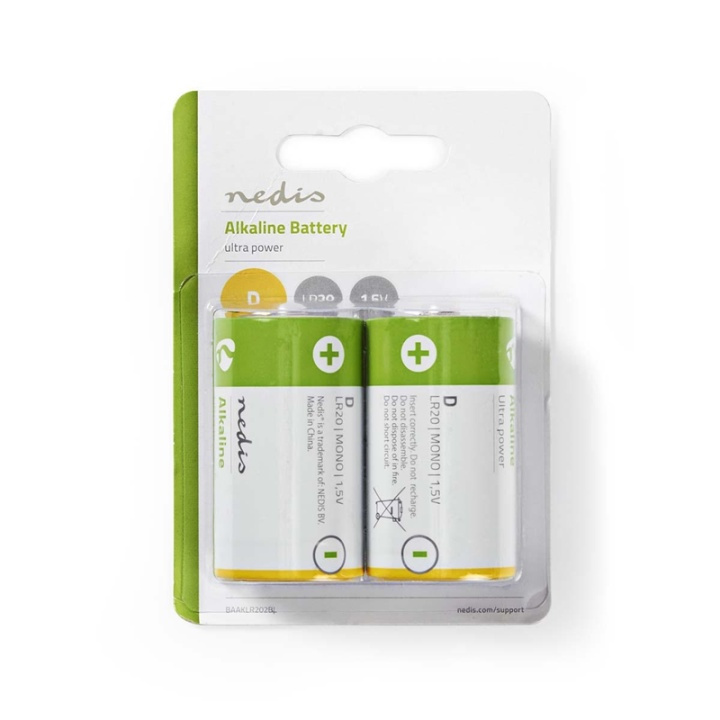 Nedis Alkaline batteri D | 1.5 V DC | 2-Blister i gruppen HJEMMEELEKTRONIK / Batterier og opladere / Batterier / Andet hos TP E-commerce Nordic AB (38-72970)