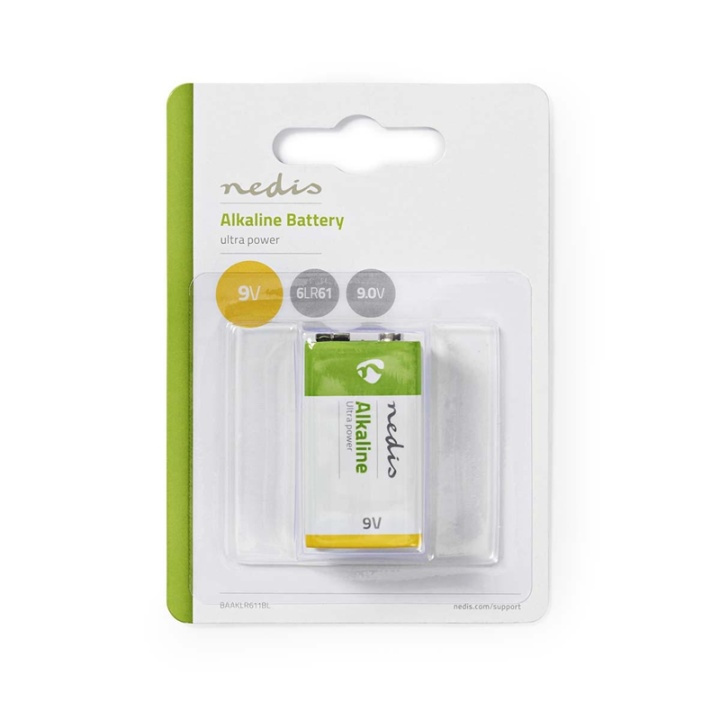 Nedis Alkaline batteri 9V | 6LR61 | 1-Pakke i gruppen HJEMMEELEKTRONIK / Batterier og opladere / Batterier / 9V hos TP E-commerce Nordic AB (38-72971)