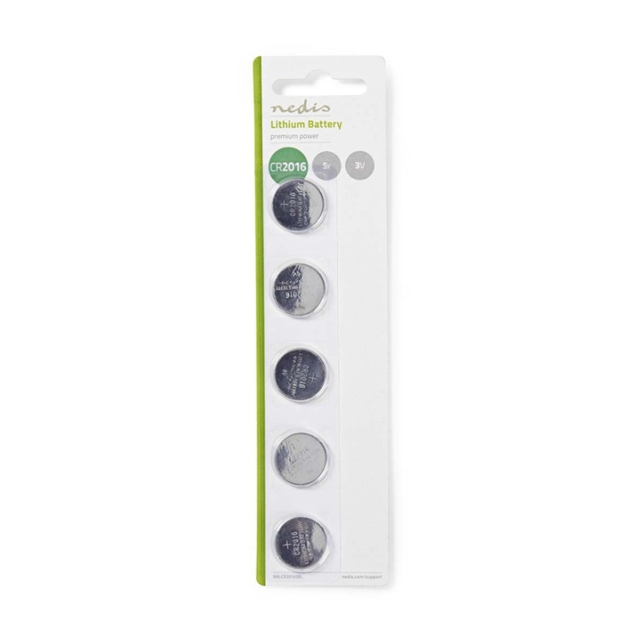 Nedis Lithium knapcellebatteri CR2016 | 3 V DC | 5-Pakke i gruppen HJEMMEELEKTRONIK / Batterier og opladere / Batterier / Knapcelle hos TP E-commerce Nordic AB (38-72978)