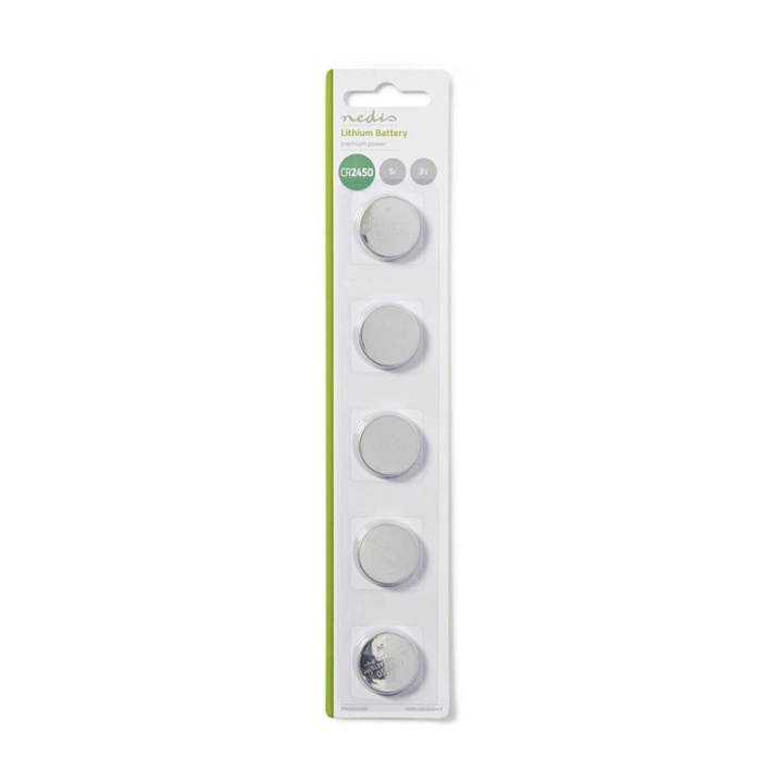 Nedis Lithium knapcellebatteri CR2450 | 3 V DC | 5-Pakke | Sølv i gruppen HJEMMEELEKTRONIK / Batterier og opladere / Batterier / Knapcelle hos TP E-commerce Nordic AB (38-72980)