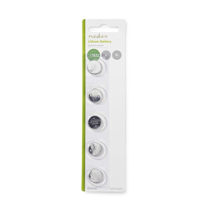 Nedis Lithium knapcellebatteri CR1632 | 3 V DC | Forudladet | 5-Pakke i gruppen HJEMMEELEKTRONIK / Batterier og opladere / Batterier / Knapcelle hos TP E-commerce Nordic AB (38-72985)