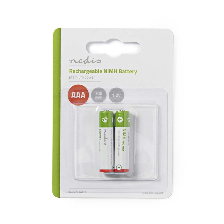 Nedis Genopladelige Ni-MH Batteri AAA | 1.2 V DC | 700 mAh | Forudladet | 2-Pakke i gruppen HJEMMEELEKTRONIK / Batterier og opladere / Genopladelige batterier / AAA hos TP E-commerce Nordic AB (38-72992)