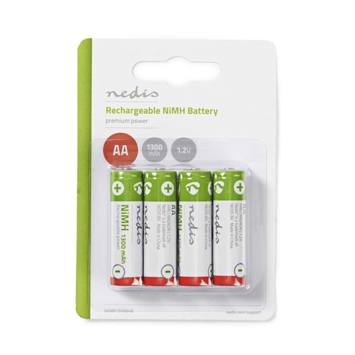 Nedis Genopladelige Ni-MH Batteri AA | 1.2 V DC | 1300 mAh | 4-Pakke i gruppen HJEMMEELEKTRONIK / Batterier og opladere / Genopladelige batterier / AA hos TP E-commerce Nordic AB (38-72995)