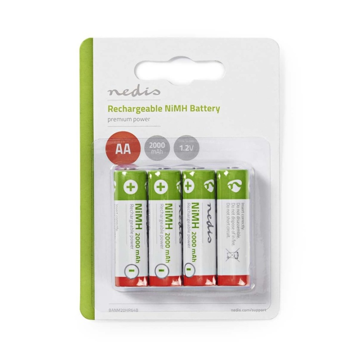 Nedis Genopladelige Ni-MH Batteri AA | 1.2 V DC | 2000 mAh | 4-Pakke i gruppen HJEMMEELEKTRONIK / Batterier og opladere / Genopladelige batterier / AA hos TP E-commerce Nordic AB (38-72996)