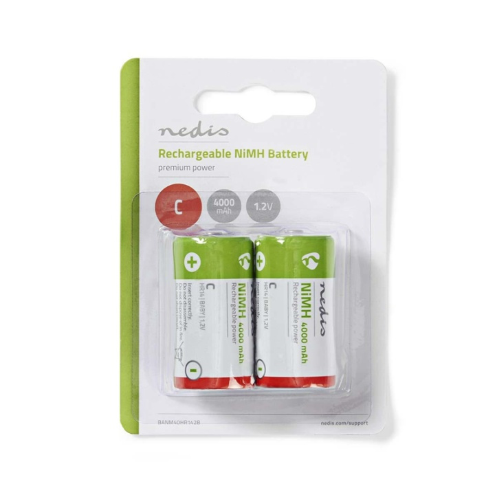 Nedis Genopladelige Ni-MH batteri C | 1.2 V DC | 4000 mAh | Forudladet | 2-Pakke | HR14 i gruppen HJEMMEELEKTRONIK / Batterier og opladere / Genopladelige batterier / Andet hos TP E-commerce Nordic AB (38-72998)