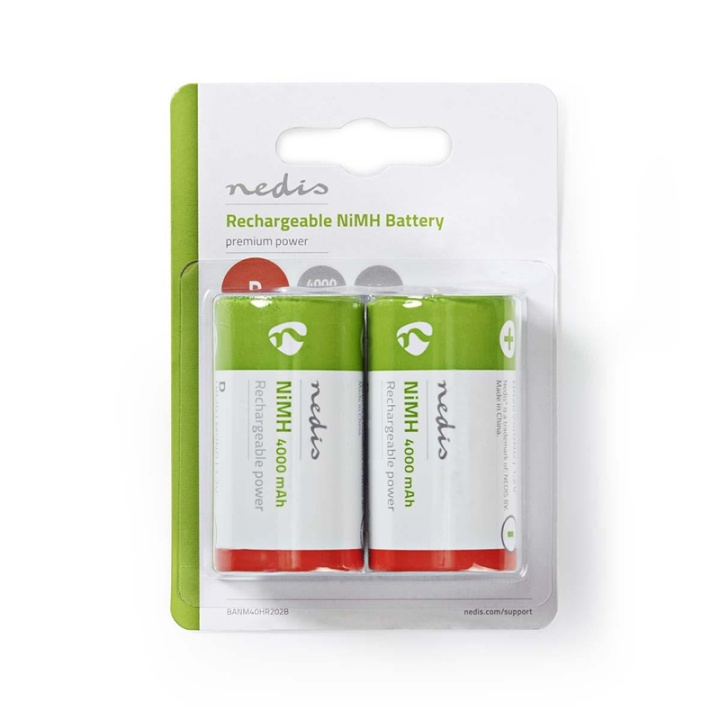 Nedis Genopladelige Ni-MH batteri D | 1.2 V DC | 4000 mAh | Forudladet | 2-Pakke | HR20 i gruppen HJEMMEELEKTRONIK / Batterier og opladere / Genopladelige batterier / Andet hos TP E-commerce Nordic AB (38-72999)