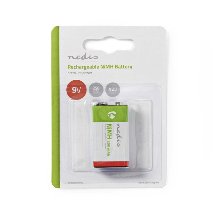 Nedis Genopladelige Ni-MH batteri E-Block | 8.4 V DC | 250 mAh | Forudladet | 1-Pakke | 6LR61 i gruppen HJEMMEELEKTRONIK / Batterier og opladere / Genopladelige batterier / Andet hos TP E-commerce Nordic AB (38-73000)