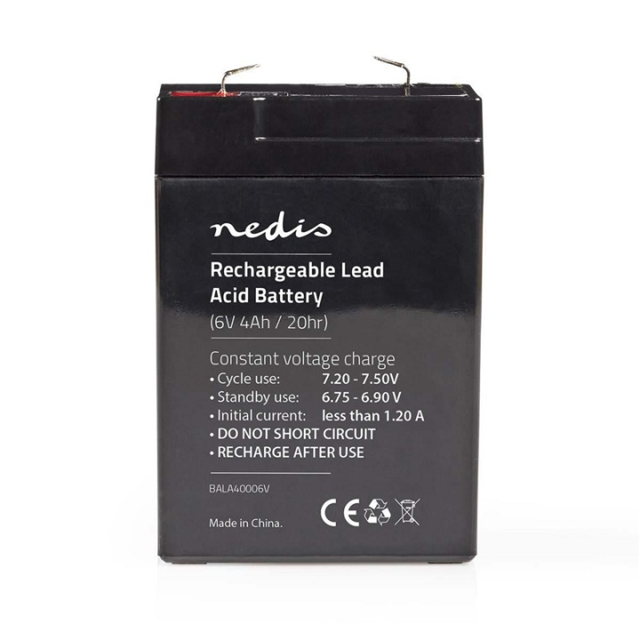 Nedis Genopladeligt blybatteri | Bly-syre | Opladningsbar | 6 V | 4500 mAh i gruppen HJEMMEELEKTRONIK / Batterier og opladere / Genopladelige batterier / Blybatterier hos TP E-commerce Nordic AB (38-73025)