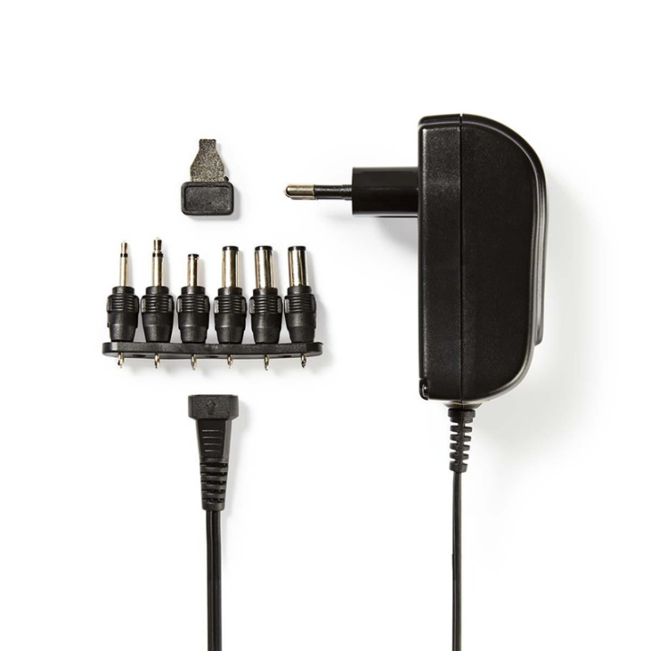 Nedis Universal AC Power Adapter | 18 W | 3 - 12 V DC | 1.80 m | 1.5 / 2.1 A | 6 plug(s) | Sort i gruppen COMPUTERTILBEHØR / Bærbare computere og tilbehør / Oplader / Opladere til laptops / Universal hos TP E-commerce Nordic AB (38-73094)