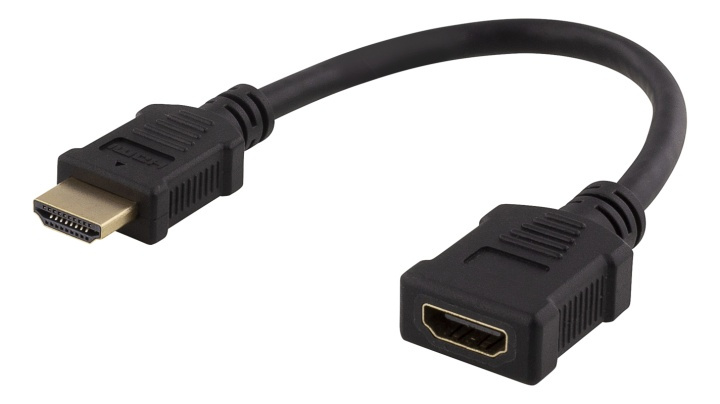 DELTACO Flexible HDMI adapter, 0,2m, HDMI M/F, UHD, black i gruppen HJEMMEELEKTRONIK / Kabler og adaptere / HDMI / Adaptere hos TP E-commerce Nordic AB (38-74647)