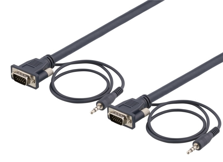 DELTACO monitor cable HD15 ma-ma, 7m, 1920x1200 60Hz, 3.5mm audio i gruppen COMPUTERTILBEHØR / Kabler og adaptere / VGA / Kabler hos TP E-commerce Nordic AB (38-74662)