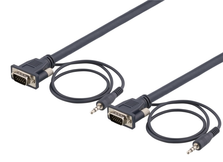 DELTACO monitor cable HD15 ma-ma, 10m, 1920x1200 60Hz, 3.5mm audio i gruppen COMPUTERTILBEHØR / Kabler og adaptere / VGA / Kabler hos TP E-commerce Nordic AB (38-74663)