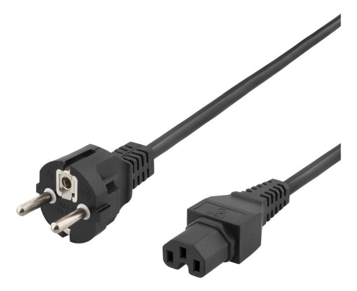 DELTACO power cord CEE 7/7 - IEC C15, 2m, black i gruppen COMPUTERTILBEHØR / Kabler og adaptere / Elkabler hos TP E-commerce Nordic AB (38-74699)