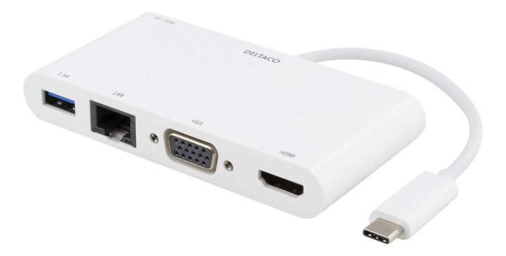 DELTACO USB-C Docking station, 100W USB-C PD, HDMI, 1.5A USB-A, Gigabi i gruppen COMPUTERTILBEHØR / Bærbare computere og tilbehør / Docking stationer hos TP E-commerce Nordic AB (38-74744)